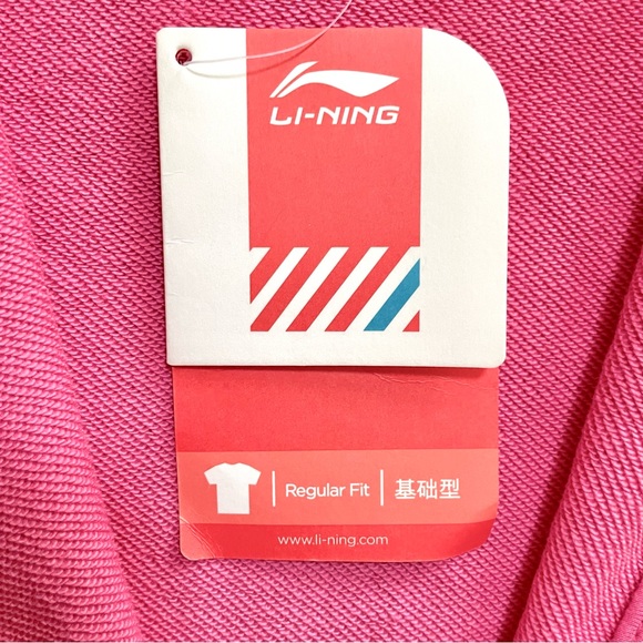 Li-Ning•NWT•S•Hot Pink•Full-Zip Fleece Hoodie•Embroidered Patches + Sleeve Cuff - Picture 13 of 16